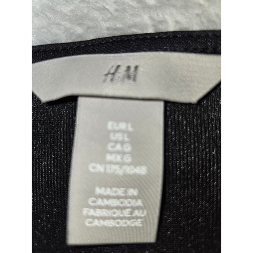 HM Metallic Silver Long Sleeve Bodysuit Ruched V-Neck Shiny Party Top L - Picture 2 of 6